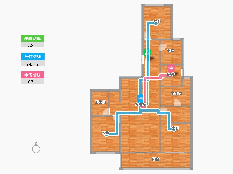 河南省-郑州市-融创金林金水府2号楼161m²-128.80-户型库-动静线