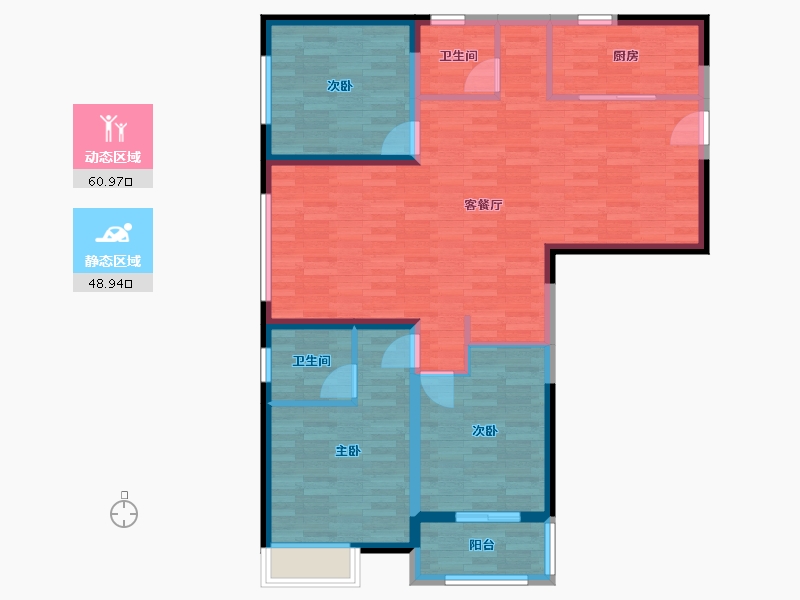 河南省-郑州市-融创蘭园2号楼124m²-99.20-户型库-动静分区