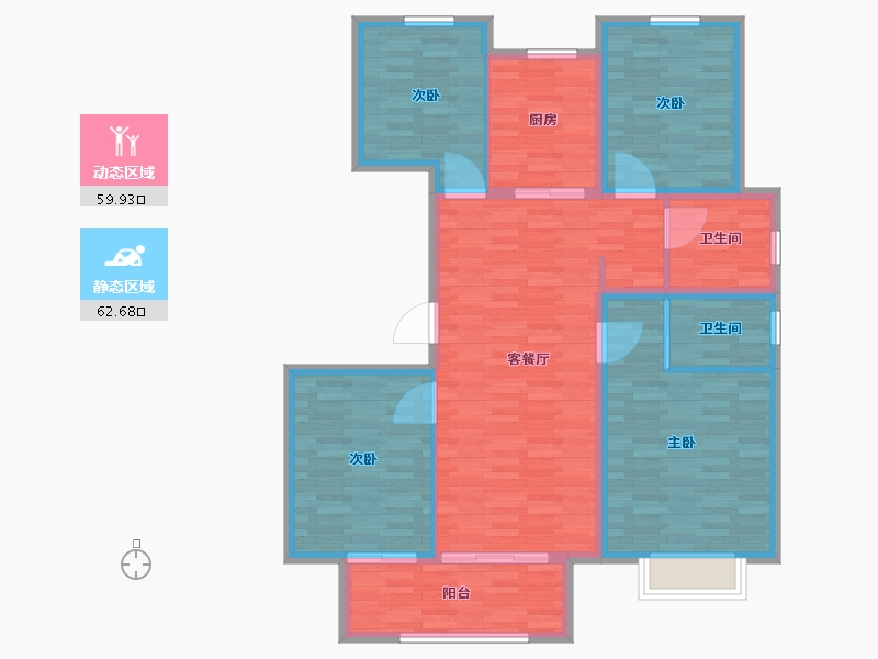 河南省-郑州市-清韵颐景苑137m²-110.91-户型库-动静分区