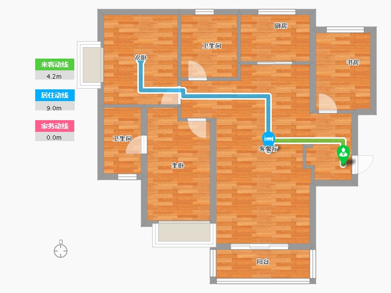 河南省-郑州市-清韵颐景苑108m²-86.40-户型库-动静线