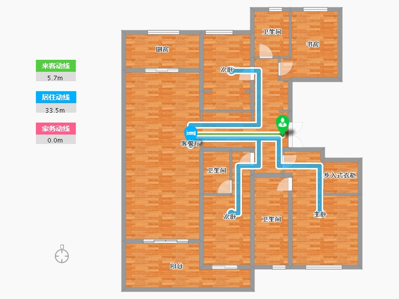 河南省-郑州市-融创金林金水府8号楼222m²-177.60-户型库-动静线