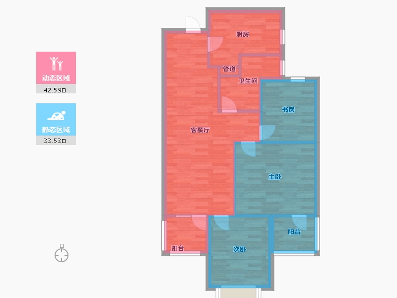 河南省-郑州市-清韵颐景苑85m²-68.00-户型库-动静分区