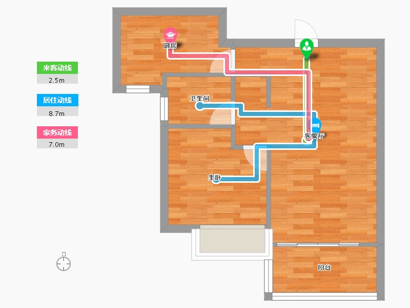 河南省-郑州市-清韵颐景苑56m²-44.80-户型库-动静线