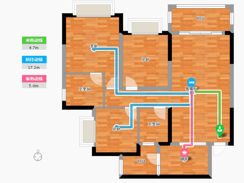 重庆-重庆市-恒大麓山湖超高层8号楼,高层1号楼98m²-93.29-户型库-动静线