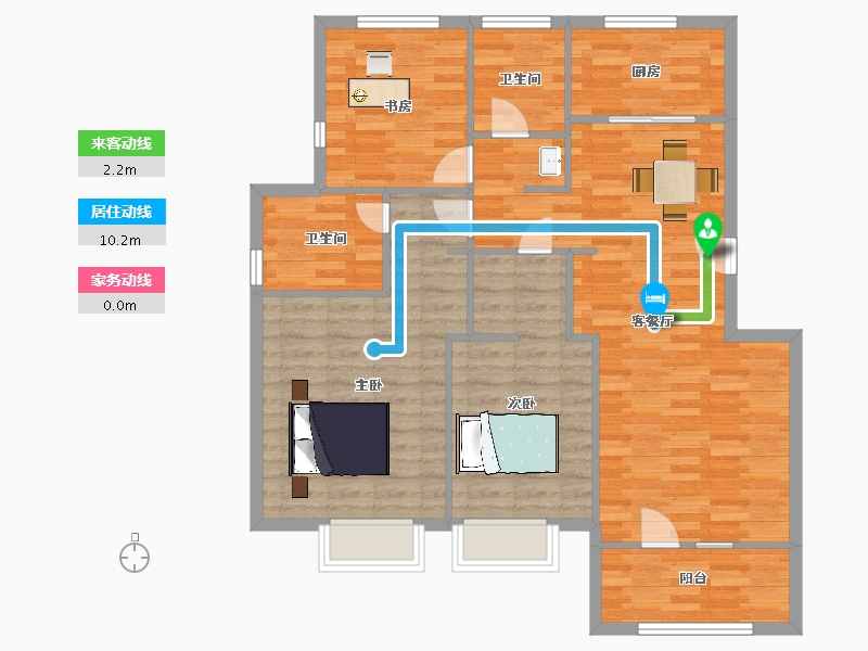 山东省-青岛市-金地锦宸C户型126m²-100.79-户型库-动静线