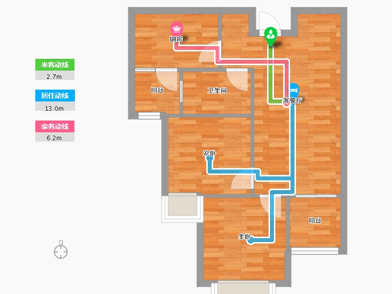 重庆-重庆市-恒大麓山湖超高层8号楼57m²-55.08-户型库-动静线