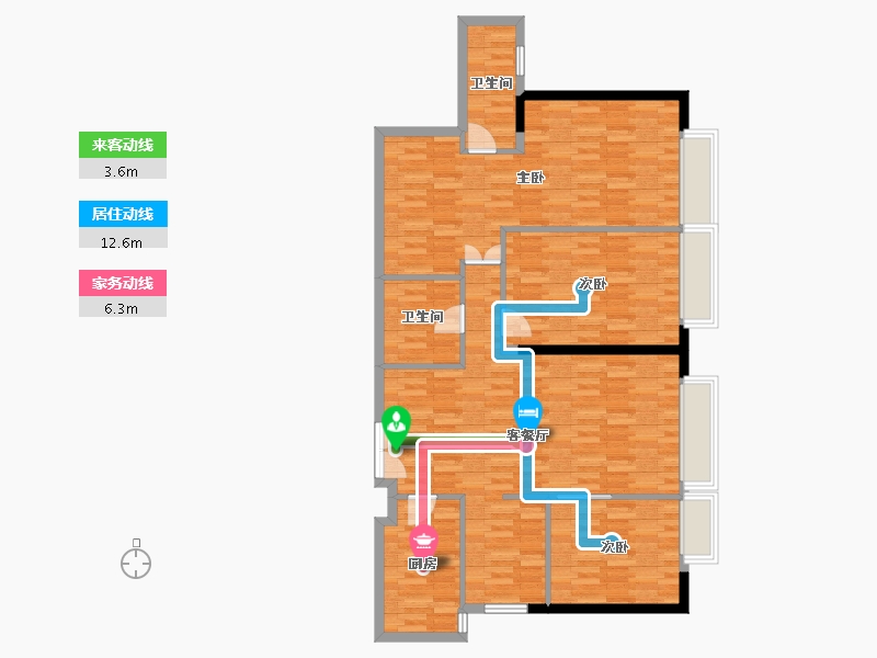 重庆-重庆市-日月光解放碑1号R3栋125m²-115.00-户型库-动静线