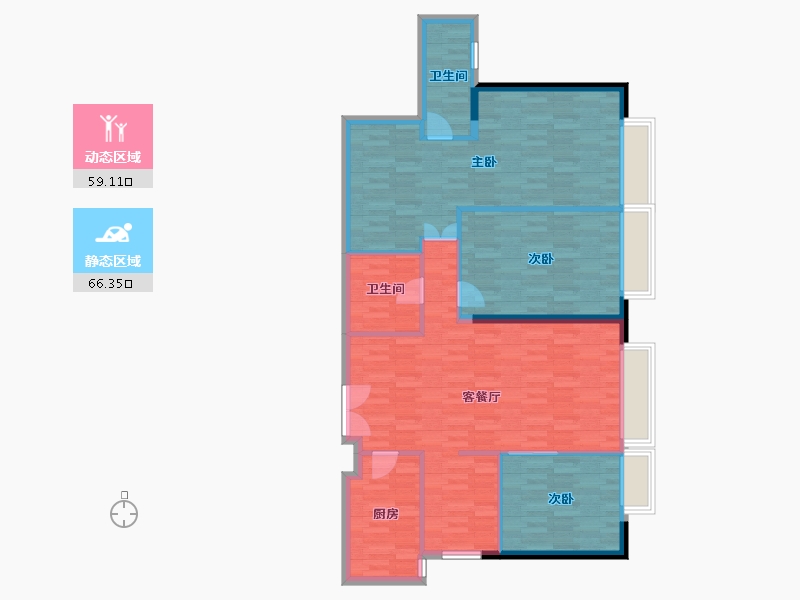 重庆-重庆市-日月光解放碑1号R3栋125m²-115.00-户型库-动静分区