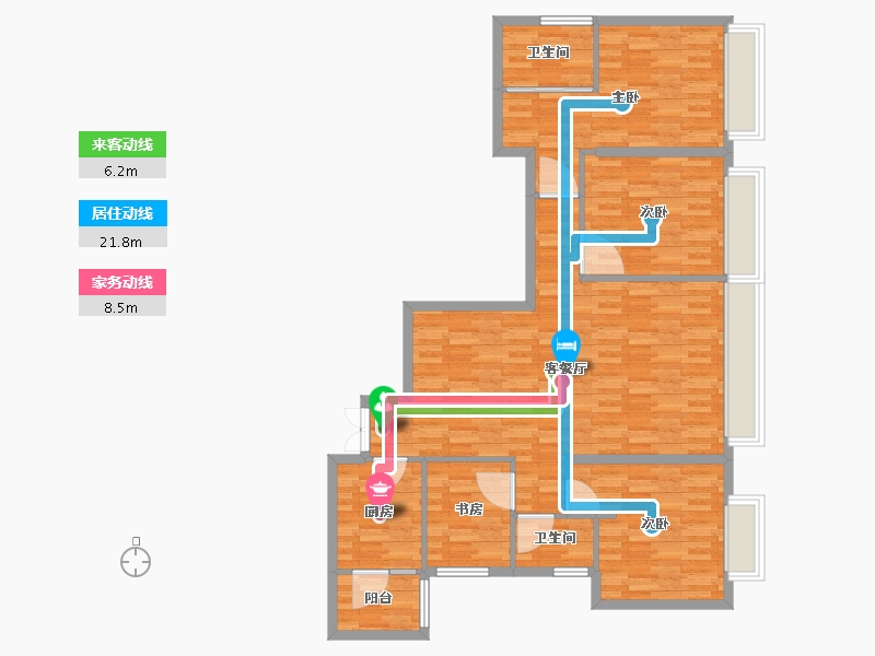 重庆-重庆市-日月光解放碑1号R3栋112m²-112.00-户型库-动静线