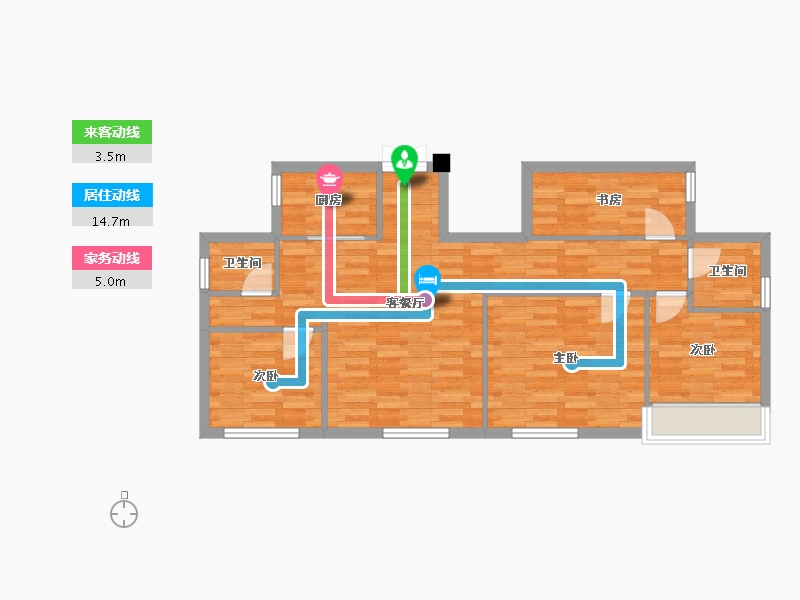 重庆-重庆市-华美翡丽山高层2期洋房12号楼88m²-79.44-户型库-动静线