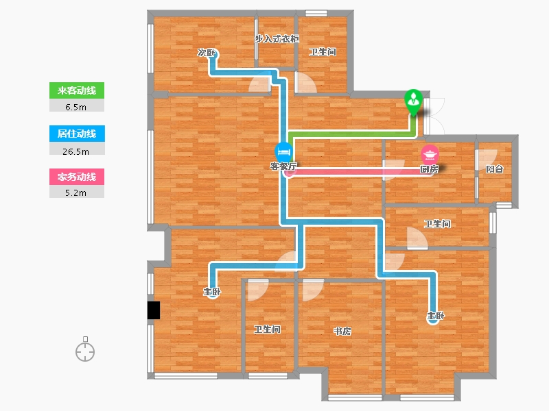 重庆-重庆市-日月光解放碑1号R3栋145m²-145.00-户型库-动静线