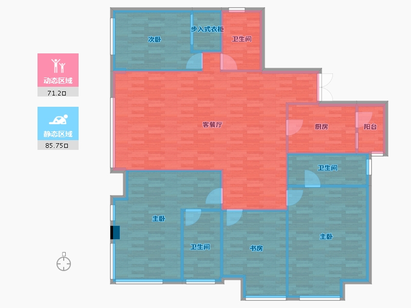 重庆-重庆市-日月光解放碑1号R3栋145m²-145.00-户型库-动静分区