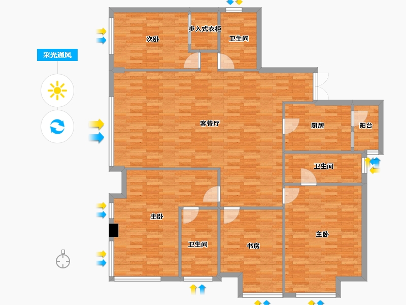 重庆-重庆市-日月光解放碑1号R3栋145m²-145.00-户型库-采光通风