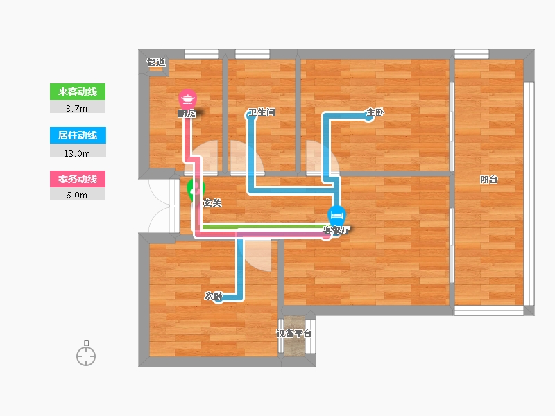 四川省-成都市-榕晟水岸丽府A4户型66m²-51.85-户型库-动静线