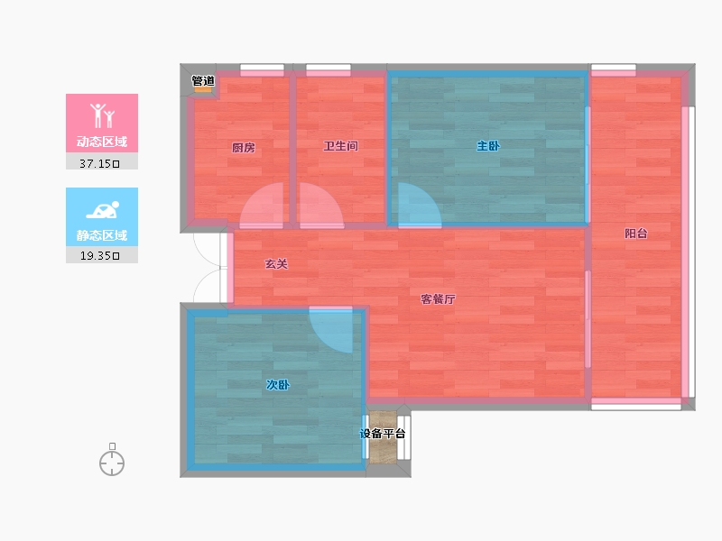 四川省-成都市-榕晟水岸丽府A4户型66m²-51.85-户型库-动静分区