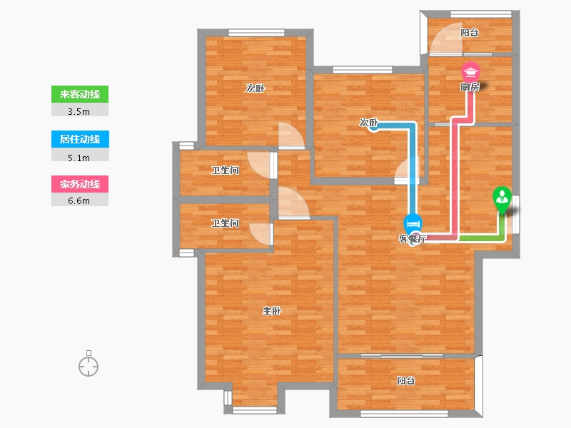 河南省-郑州市-未来华庭建面139m2-111.21-户型库-动静线