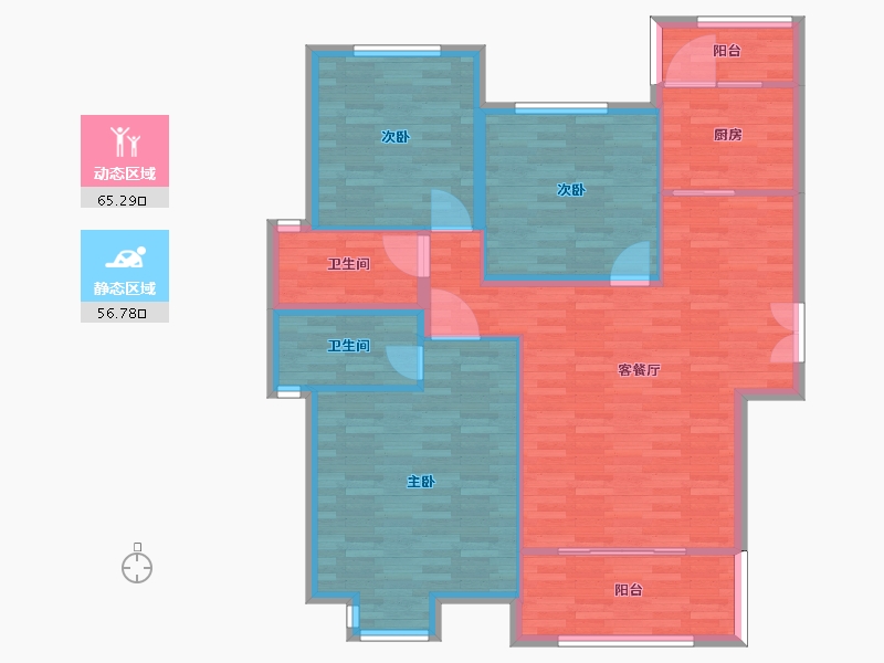 河南省-郑州市-未来华庭建面139m2-111.21-户型库-动静分区