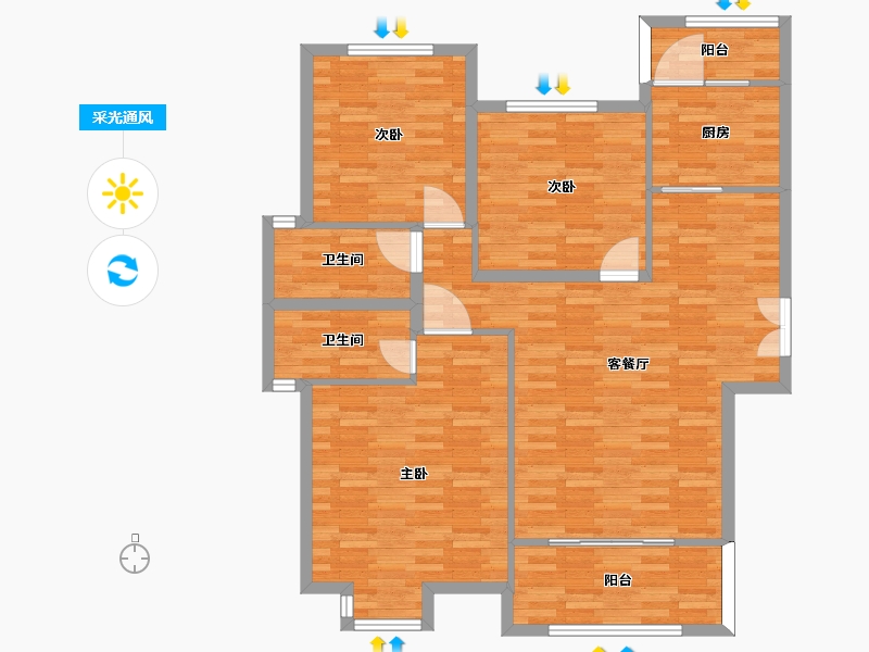 河南省-郑州市-未来华庭建面139m2-111.21-户型库-采光通风