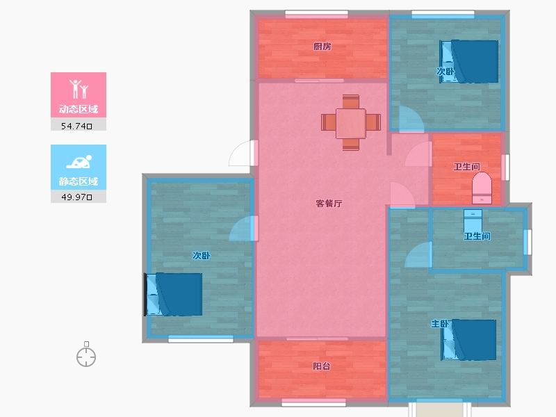 山东省-青岛市-西海岸花好月圆3号楼120m²-96.00-户型库-动静分区