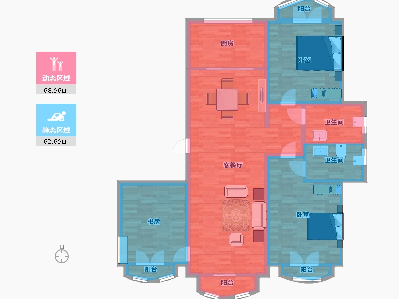 山东省-青岛市-鲁信随珠花园2，7，8号楼150m²-120.00-户型库-动静分区