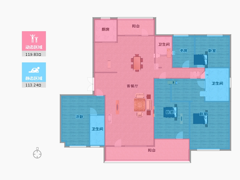 山东省-青岛市-西海岸碧桂园翡翠湾6号楼270㎡-216.96-户型库-动静分区