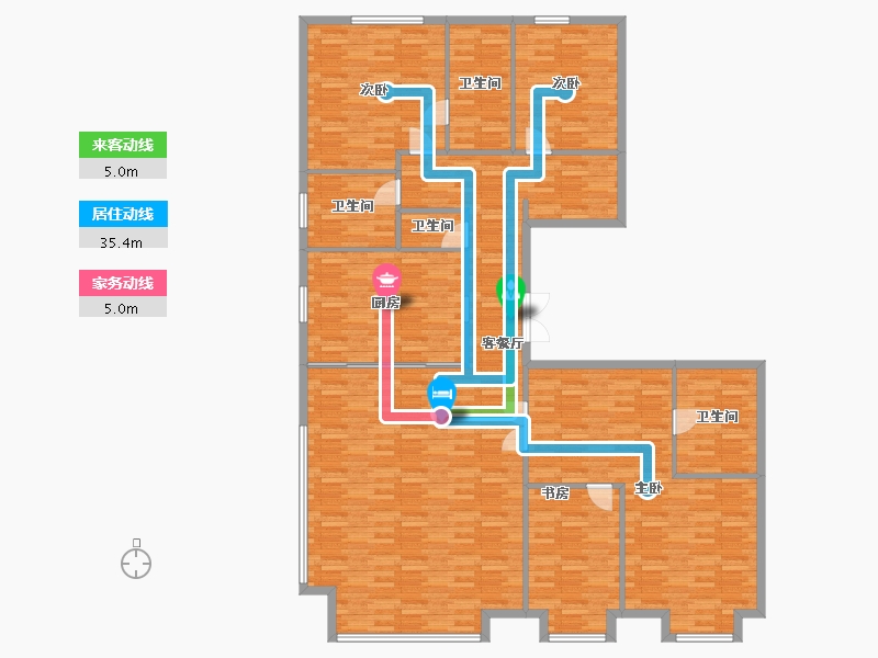 山东省-青岛市-万科翡翠长江3，4号楼230m²-185.79-户型库-动静线