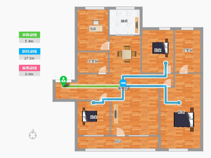 山东省-青岛市-建邦听海A1号楼-高层B168m²-134.01-户型库-动静线