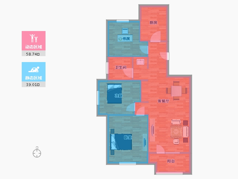 山东省-青岛市-仁洲观海111㎡-89.01-户型库-动静分区