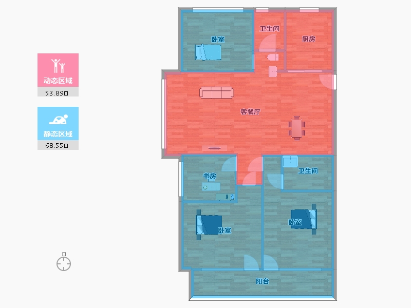 山东省-青岛市-西海岸碧桂园翡翠湾1，2，7号楼140㎡-112.64-户型库-动静分区