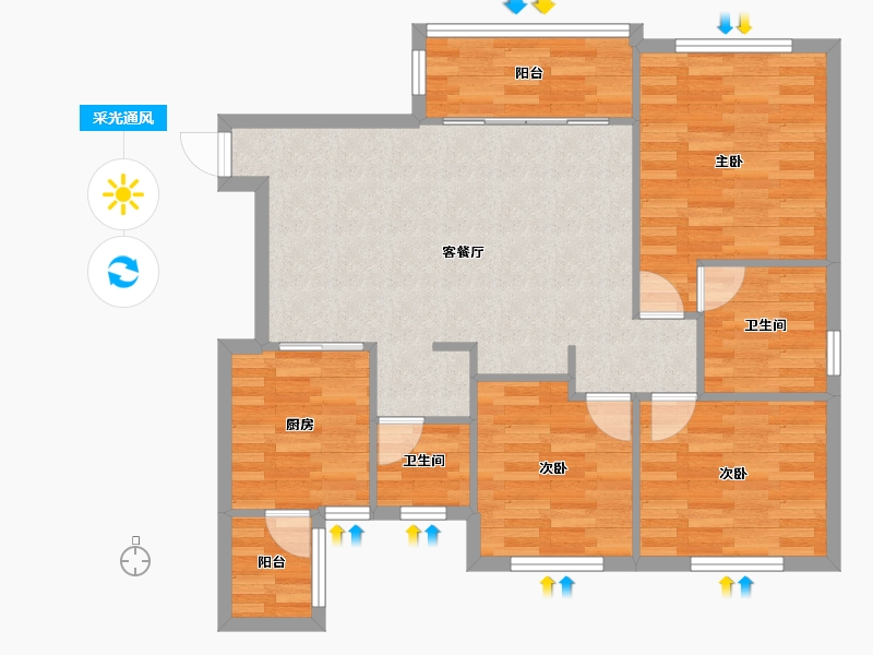 四川省-成都市-恒大御景112m²-85.05-户型库-采光通风