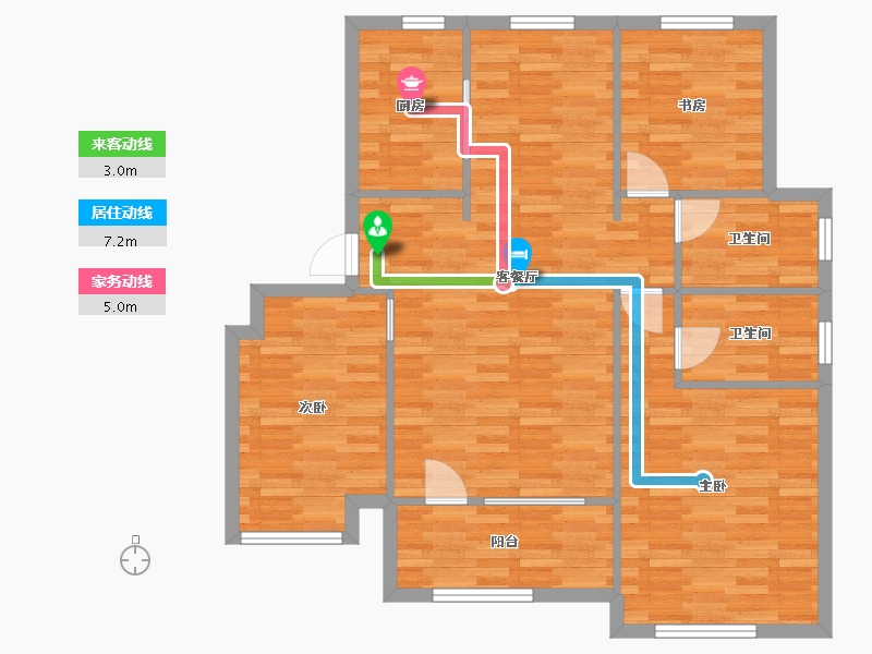 山东省-青岛市-保利开投徕卡公园洋房1，3，4号楼118m²-94.95-户型库-动静线