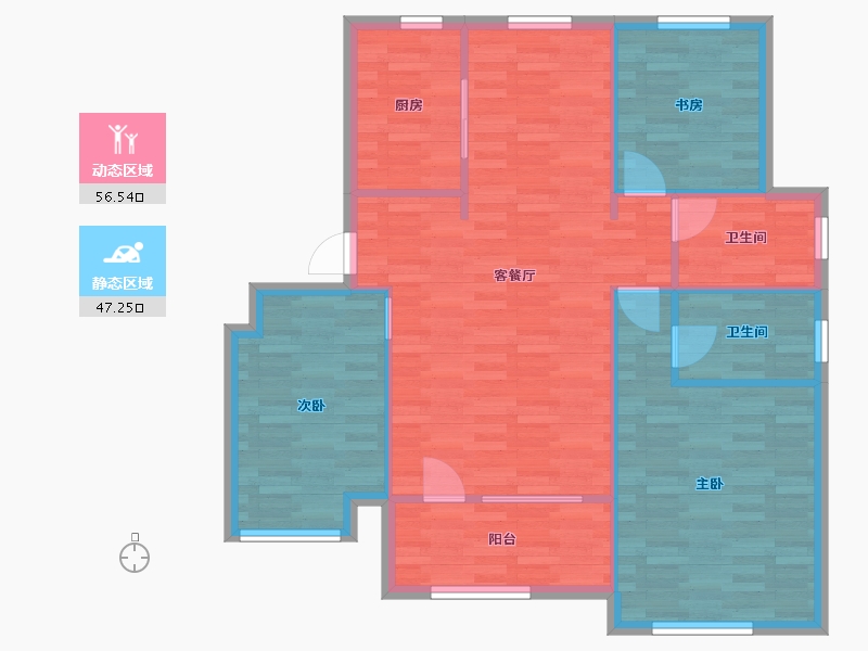 山东省-青岛市-保利开投徕卡公园洋房1，3，4号楼118m²-94.95-户型库-动静分区