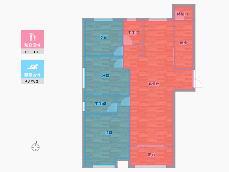 河南省-郑州市-正商家河家1,2,3号楼130m²-104.00-户型库-动静分区