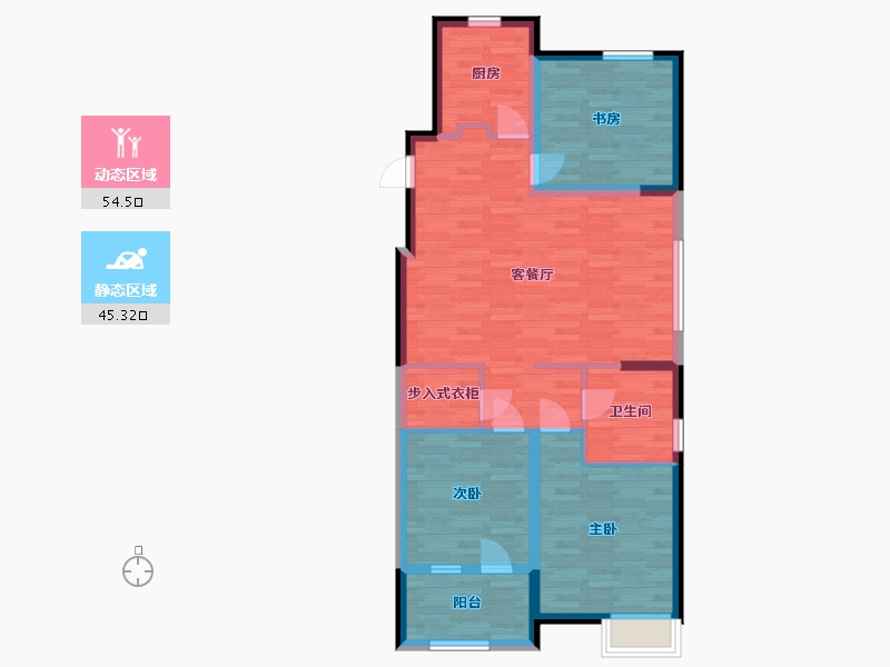 山东省-青岛市-国汇观海领御2号楼A1户型110m²-89.67-户型库-动静分区