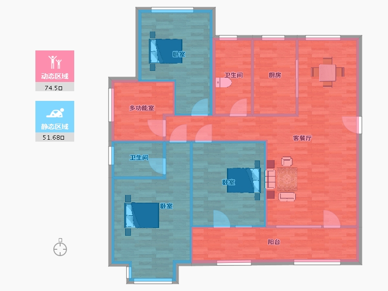 山东省-青岛市-世茂锦域C144m²-115.28-户型库-动静分区