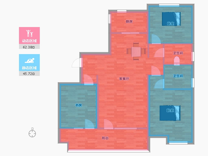 山东省-青岛市-天泰山海印象11号楼,12号楼A120m²-97.70-户型库-动静分区