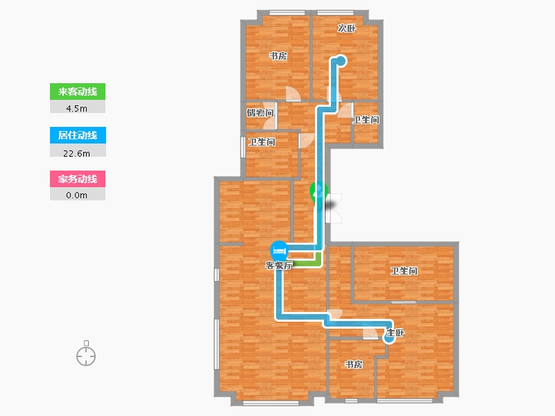 山东省-青岛市-万科翡翠长江4号楼190㎡-153.10-户型库-动静线