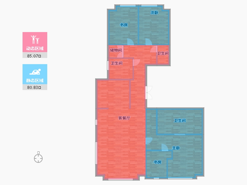 山东省-青岛市-万科翡翠长江4号楼190㎡-153.10-户型库-动静分区