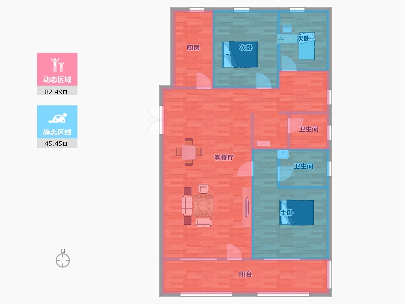 山东省-青岛市-建邦听海A1号楼-高层E146m²-118.04-户型库-动静分区