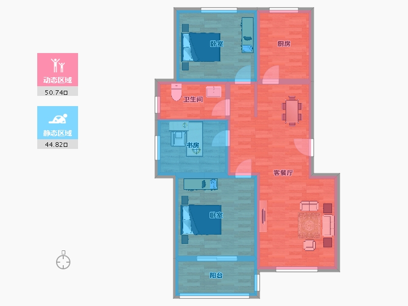 山东省-青岛市-当代华府2，3，4号楼106m²-85.20-户型库-动静分区