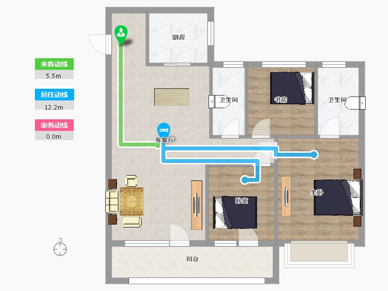 山东省-青岛市-旭辉银盛泰正阳府1,2,3,11号楼103m²-82.40-户型库-动静线