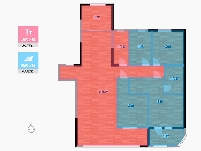 山东省-青岛市-新城红岛湾15,18,21,22号楼169㎡-137.07-户型库-动静分区