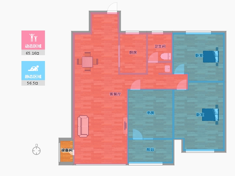 山东省-青岛市-龙湖舜山府27号楼143㎡-114.45-户型库-动静分区