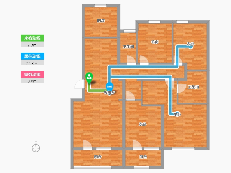 山东省-青岛市-腾讯双创小镇74栋12号楼A户型160m²-126.53-户型库-动静线