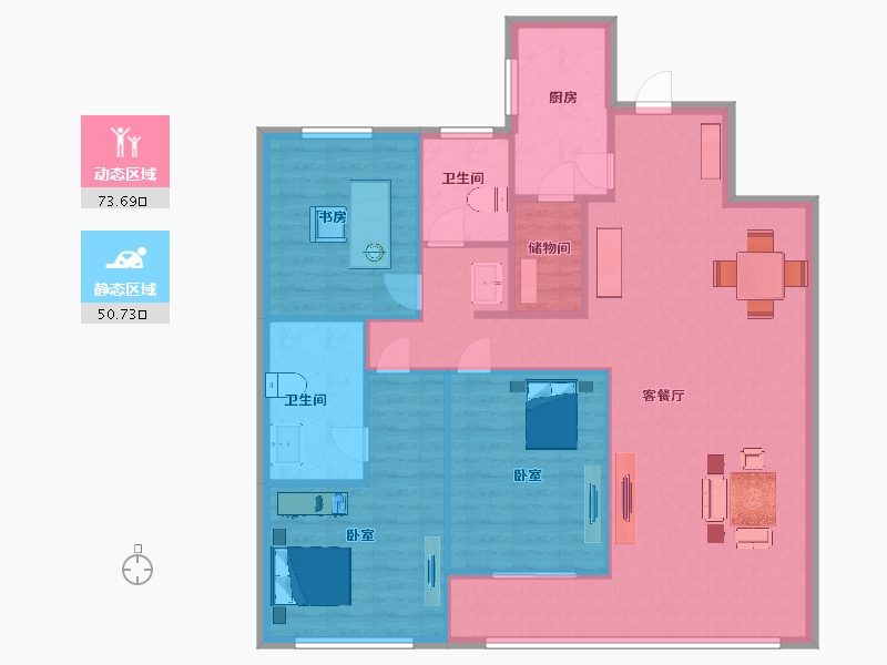 山东省-青岛市-新城红岛湾15,16,17,18,21号楼143㎡-114.40-户型库-动静分区