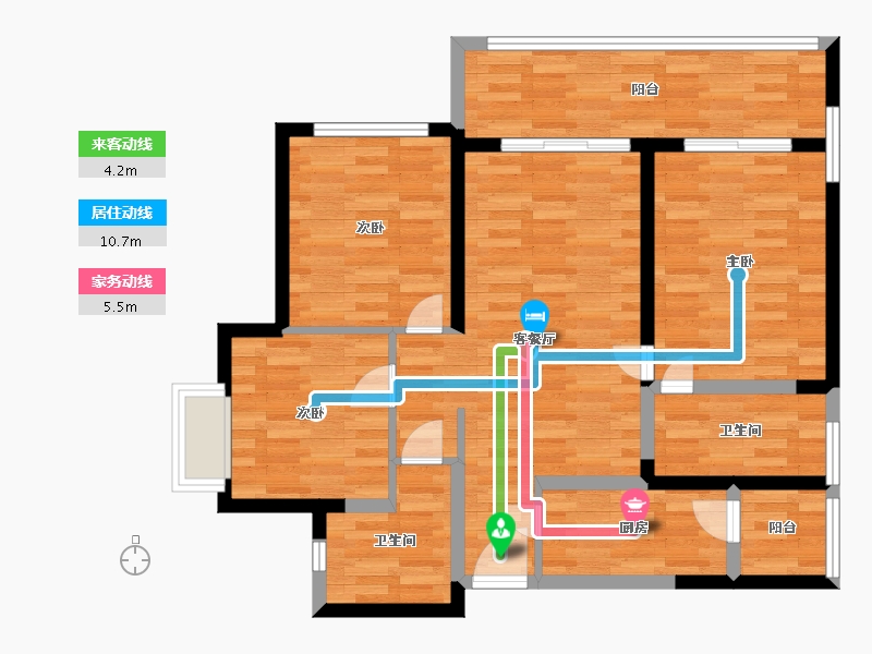 四川省-成都市-恒大天府半岛建面111m2-87.18-户型库-动静线