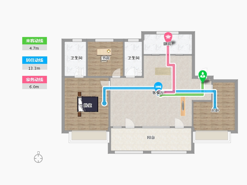 山东省-青岛市-旭辉银盛泰正阳府6,15,16号楼E户型144㎡-115.19-户型库-动静线