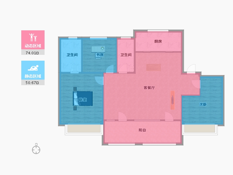 山东省-青岛市-旭辉银盛泰正阳府6,15,16号楼E户型144㎡-115.19-户型库-动静分区