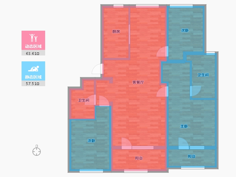 山东省-青岛市-腾讯双创小镇74栋9号楼C1户型140m²-107.81-户型库-动静分区