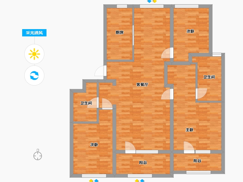 山东省-青岛市-腾讯双创小镇74栋9号楼C1户型140m²-107.81-户型库-采光通风